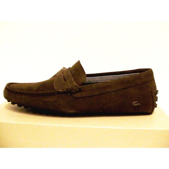 Lacoste men casual shoes brown slip on size 7.5 us new with box main image 4